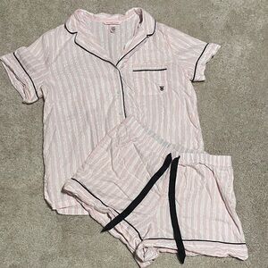 Victoria's Secret Pink and White Striped Pajama Set